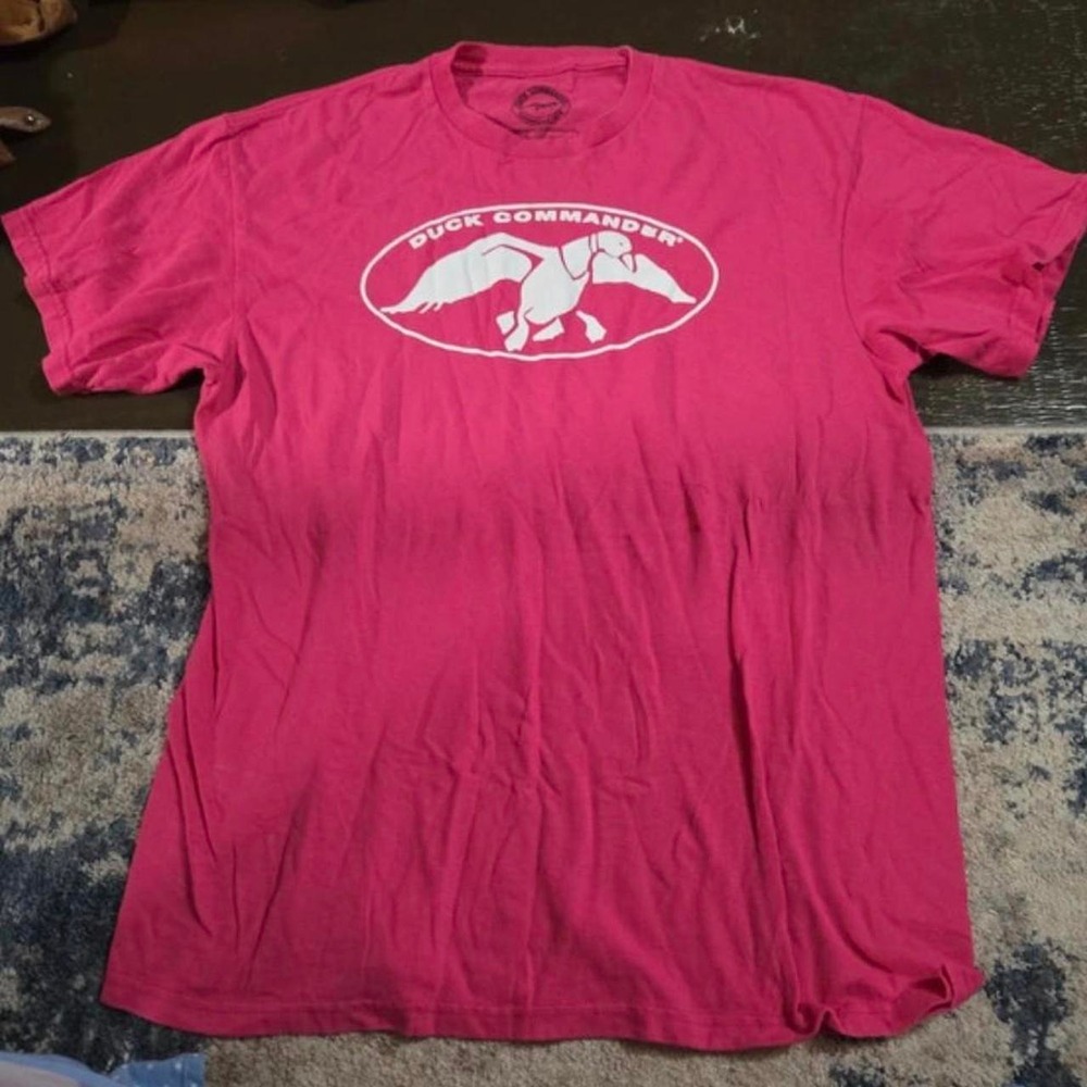 Duck Commander Pink Graphic T-Shirt Short Sleeve Duck Logo Crewneck Women Large